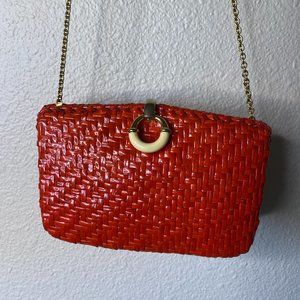 Vintage Rodo Shoulder Bag Purse Red Gold Wicker